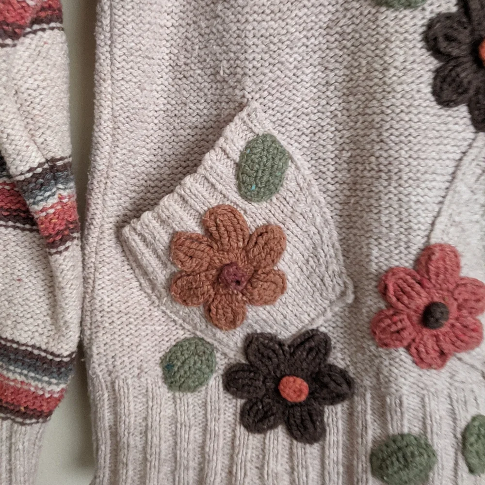 Lanosos chunky floral Turtleneck sweater size small - Picture 6 of 12